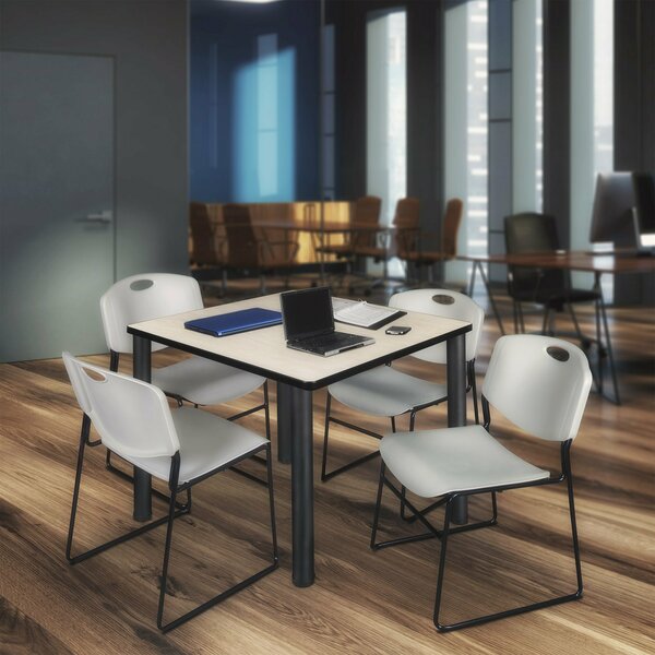 Regency Square Tables > Breakroom Tables > Kee Square Table & Chair Sets, Wood|Metal|Polypropylene Top TB4848PLBPBK44GY